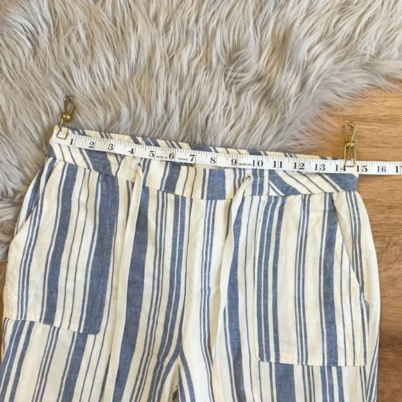 Land n' Sea Linen Blend Blue and White Striped Coastal Nautical Pant Lightweight - Picture 3 of 7
